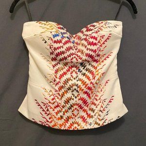 Bebe Silky Cream Tube Top, Faux Lace-Up Back, Size S